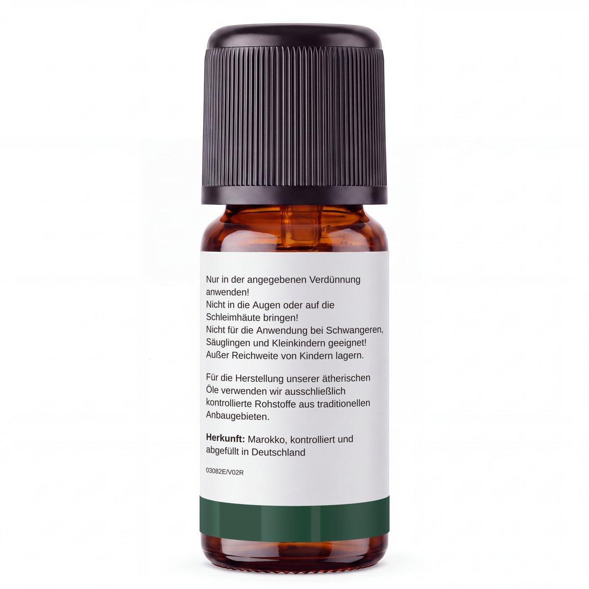rooted. Rosmarinöl 10ml – Rückseite: Sicherheitshinweise und Herkunft