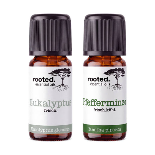 rooted. Erkältungs-Set 2-teilig – Eukalyptusöl und Pfefferminzöl je 10ml