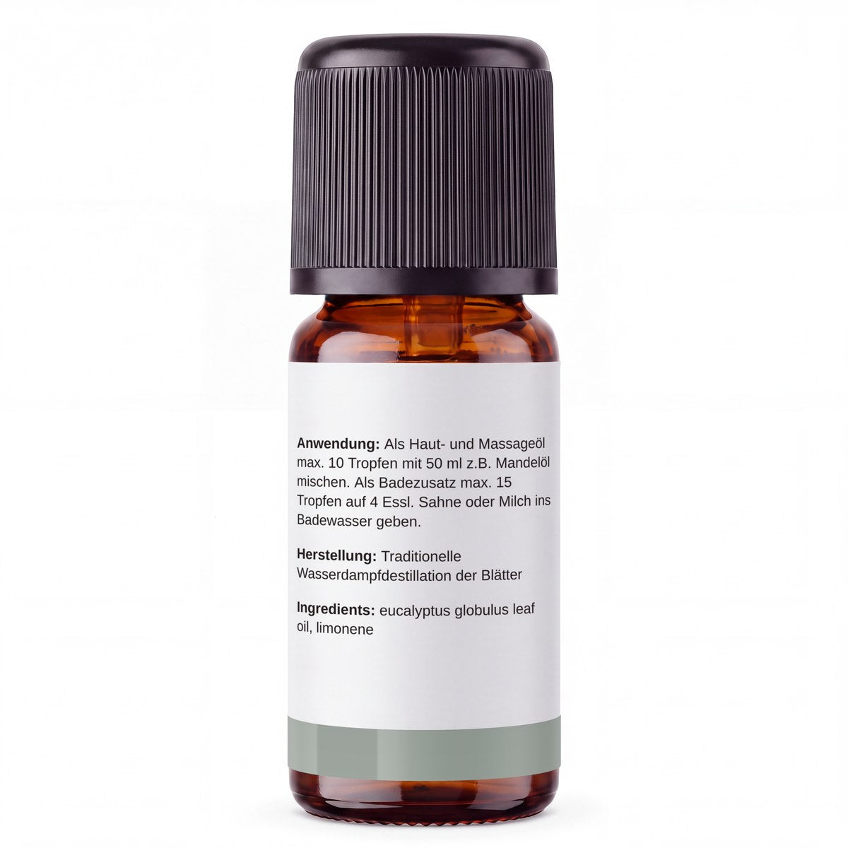 rooted. Eukalyptusöl 10ml – Rückseite: Anwendung, Herstellung und Inhaltsstoffe